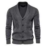 AIOPESON Cotton Argyle Cardigan Men Casual Single Breasted Solid Color Business Mens Cardigans New Winter Fashion Sweater Man