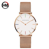 Japan Quartz Movement High Quality 36mm hannah Martin Women Stainless Steel Mesh Rose Gold Waterproof Ladies Watch Dropshipping - Hig4dm