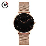 Japan Quartz Movement High Quality 36mm hannah Martin Women Stainless Steel Mesh Rose Gold Waterproof Ladies Watch Dropshipping - Hig4dm