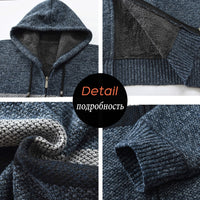 Luulla Sweater Coat Men 2020 Spring Thick Warm Hooded Cardigan Jumpers Jacket Men Striped Cashmere Wool Liner Zipper Fleece Coat