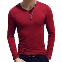 2020 Spring Men T-Shirts Long Sleeve O-Neck Casual Fitness Jogging Solid Fashion Tee Basic Running Homme Top Clothing - Hig4dm