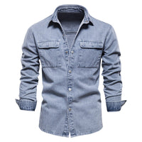 AIOPESON 100% Cotton Denim Jackets Men Casual Solid Color Pocket Thin Jacket for Men Style Spring High Quality Men Clothing