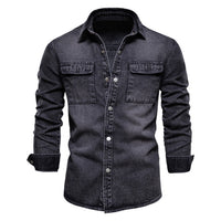 AIOPESON 100% Cotton Denim Jackets Men Casual Solid Color Pocket Thin Jacket for Men Style Spring High Quality Men Clothing