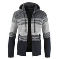 Luulla Sweater Coat Men 2020 Spring Thick Warm Hooded Cardigan Jumpers Jacket Men Striped Cashmere Wool Liner Zipper Fleece Coat