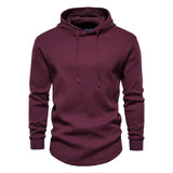 AIOPESON Cotton Streetwear Hoodies Men Casual Hip Hop Solid Color Waffle Pullover Sweatshirt Men New Autumn Simple Hoodie Male