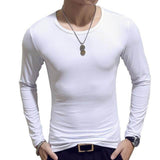 2020 Spring Men T-Shirts Long Sleeve O-Neck Casual Fitness Jogging Solid Fashion Tee Basic Running Homme Top Clothing - Hig4dm