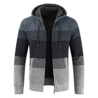 Luulla Sweater Coat Men 2020 Spring Thick Warm Hooded Cardigan Jumpers Jacket Men Striped Cashmere Wool Liner Zipper Fleece Coat