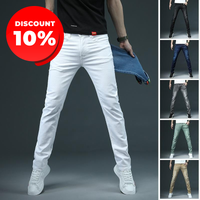 2020 New Men's Skinny White Jeans Fashion Casual Elastic Cotton Slim Denim Pants Male Brand Clothing Black Gray Khaki