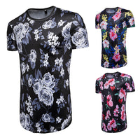 Hip Hop Flower 3D Print Long Loose Short Sleeve T-Shirt Shirt