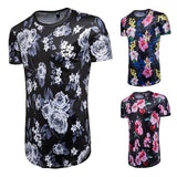 Hip Hop Flower 3D Print Long Loose Short Sleeve T-Shirt Shirt