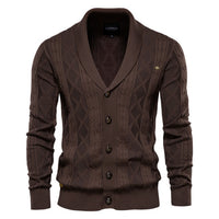 AIOPESON Cotton Argyle Cardigan Men Casual Single Breasted Solid Color Business Mens Cardigans New Winter Fashion Sweater Man