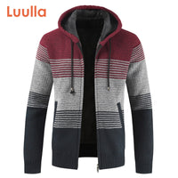 Luulla Sweater Coat Men 2020 Spring Thick Warm Hooded Cardigan Jumpers Jacket Men Striped Cashmere Wool Liner Zipper Fleece Coat