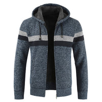 Luulla Sweater Coat Men 2020 Spring Thick Warm Hooded Cardigan Jumpers Jacket Men Striped Cashmere Wool Liner Zipper Fleece Coat