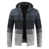 Luulla Sweater Coat Men 2020 Spring Thick Warm Hooded Cardigan Jumpers Jacket Men Striped Cashmere Wool Liner Zipper Fleece Coat