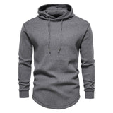 AIOPESON Cotton Streetwear Hoodies Men Casual Hip Hop Solid Color Waffle Pullover Sweatshirt Men New Autumn Simple Hoodie Male