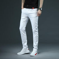 2020 New Men's Skinny White Jeans Fashion Casual Elastic Cotton Slim Denim Pants Male Brand Clothing Black Gray Khaki