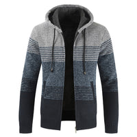 Luulla Sweater Coat Men 2020 Spring Thick Warm Hooded Cardigan Jumpers Jacket Men Striped Cashmere Wool Liner Zipper Fleece Coat