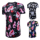 Hip Hop Flower 3D Print Long Loose Short Sleeve T-Shirt Shirt