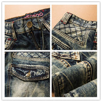 LetsKeep New patchwork Denim jeans for men biker skinny ripped jeans punk mens plaid Designer jeans pants clothing, MA356