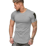 Short Sleeve Zipper Shoulder Streetwear Hip Hop Summer T Shirt Men Longline Curved Hem Tshirt Slim Funny T-Shirt Plus Size M-3XL