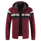 Luulla Sweater Coat Men 2020 Spring Thick Warm Hooded Cardigan Jumpers Jacket Men Striped Cashmere Wool Liner Zipper Fleece Coat