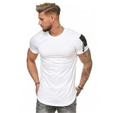 Short Sleeve Zipper Shoulder Streetwear Hip Hop Summer T Shirt Men Longline Curved Hem Tshirt Slim Funny T-Shirt Plus Size M-3XL