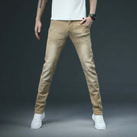 2020 New Men's Skinny White Jeans Fashion Casual Elastic Cotton Slim Denim Pants Male Brand Clothing Black Gray Khaki