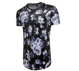 Hip Hop Flower 3D Print Long Loose Short Sleeve T-Shirt Shirt