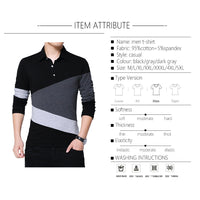 BROWON Autumn Fashion Plus Size 5XL Mens T Shirt with Collar Color Patchwork t-shirt Long Sleeve Tshirt Men Clothes 2020