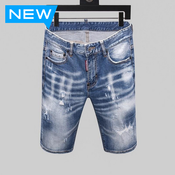 Summer Style New Famous Brand Italy Jeans Mens Slim Short Jeans Men Denim Trousers Zipper Stripe Hole Blue Hole Shorts Jeans - Hig4dm