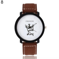 Couple Watch Queen King Crown Fuax Leather Quartz Analog Wrist Watches Chronograph 2018women men - Hig4dm