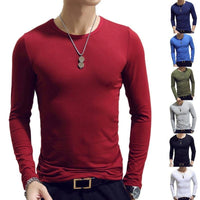 2020 Spring Men T-Shirts Long Sleeve O-Neck Casual Fitness Jogging Solid Fashion Tee Basic Running Homme Top Clothing - Hig4dm