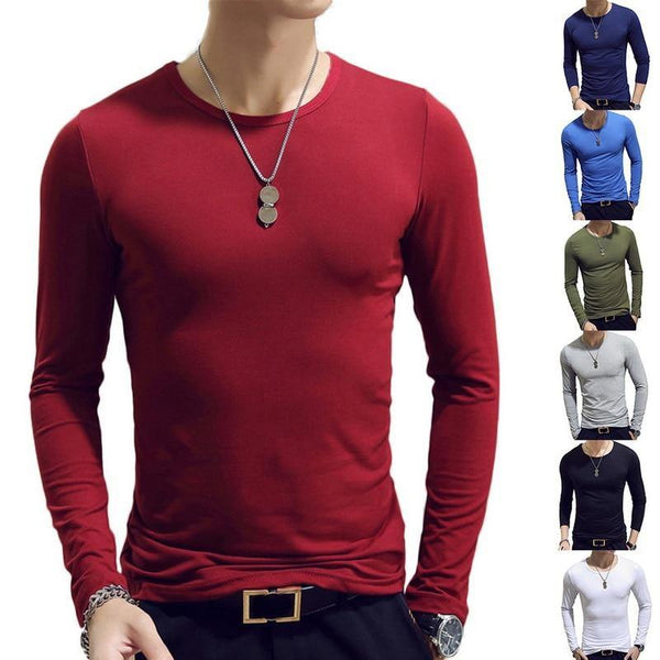 2020 Spring Men T-Shirts Long Sleeve O-Neck Casual Fitness Jogging Solid Fashion Tee Basic Running Homme Top Clothing - Hig4dm