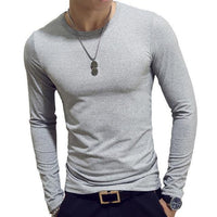 2020 Spring Men T-Shirts Long Sleeve O-Neck Casual Fitness Jogging Solid Fashion Tee Basic Running Homme Top Clothing - Hig4dm