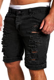 Men's Fashion Men Boy Skinny Runway Straight Short Denim Pants Runway Straight Destroyed Ripped Jeans Shorts  Plus Size