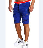 Men's Fashion Men Boy Skinny Runway Straight Short Denim Pants Runway Straight Destroyed Ripped Jeans Shorts  Plus Size