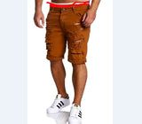 Men's Fashion Men Boy Skinny Runway Straight Short Denim Pants Runway Straight Destroyed Ripped Jeans Shorts  Plus Size