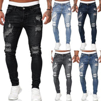 Mens Jeans Hip Hop Black Blue Cool Skinny Ripped Stretch Slim Elastic Denim Pants Large Size For Male Casual jogging jeans for m - Hig4dm