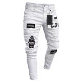 2020 Men's Hot High -Elastic Skinny Jeans Black Ripped Biker Jeans Men's Foot Mouths Zipper Jogging Casual Pencil Long Pants