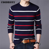 COODRONY Brand Sweater Men Fashion Casual Striped O-Neck Pull Homme Spring Autumn Cotton Knitwear Pullover Clothing Jersey C1003