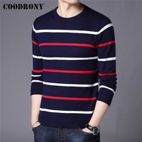 COODRONY Brand Sweater Men Fashion Casual Striped O-Neck Pull Homme Spring Autumn Cotton Knitwear Pullover Clothing Jersey C1003