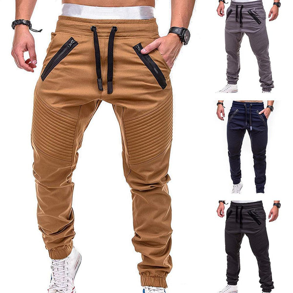 Hot sale solid casual Mens Casual Slim Tracksuit Sports Solid Male Gym Cotton Skinny Joggers Sweat Casual Pants Trousers