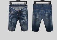 Summer Style New Famous Brand Italy Jeans Mens Slim Short Jeans Men Denim Trousers Zipper Stripe Hole Blue Hole Shorts Jeans - Hig4dm