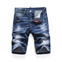 Summer Style New Famous Brand Italy Jeans Mens Slim Short Jeans Men Denim Trousers Zipper Stripe Hole Blue Hole Shorts Jeans - Hig4dm