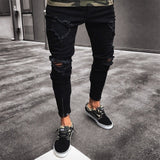 Long Pencil Pant Ripped Slim Blue Denim Spring Hole 2021 Fashion Thin Skinny Streetwear Jean for Men Boy Hiphop Trousers Clothes